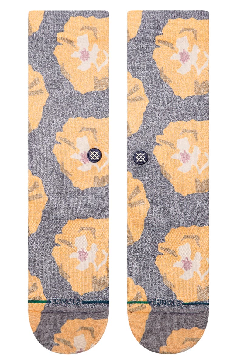 Stance Yellow Brick Poppy Print Floral Crew Socks, Main, color, 