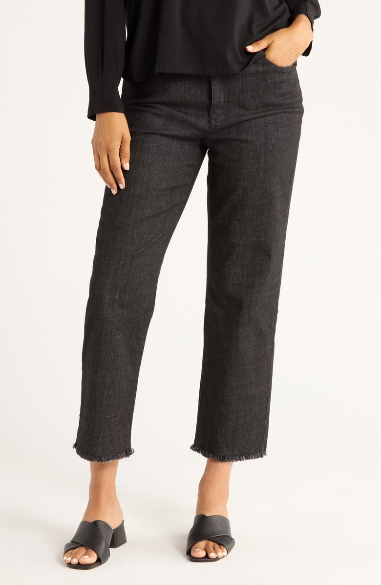 Eileen Fisher Ankle Straight Leg Jeans, Main, color, Velvet Black