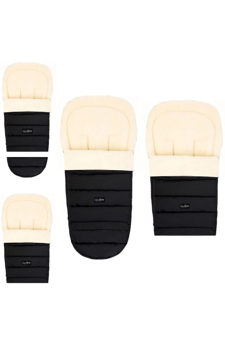 Cover Baby LLC Arctic Organic Wool Adjustable Footmuff, Alternate, color, Black