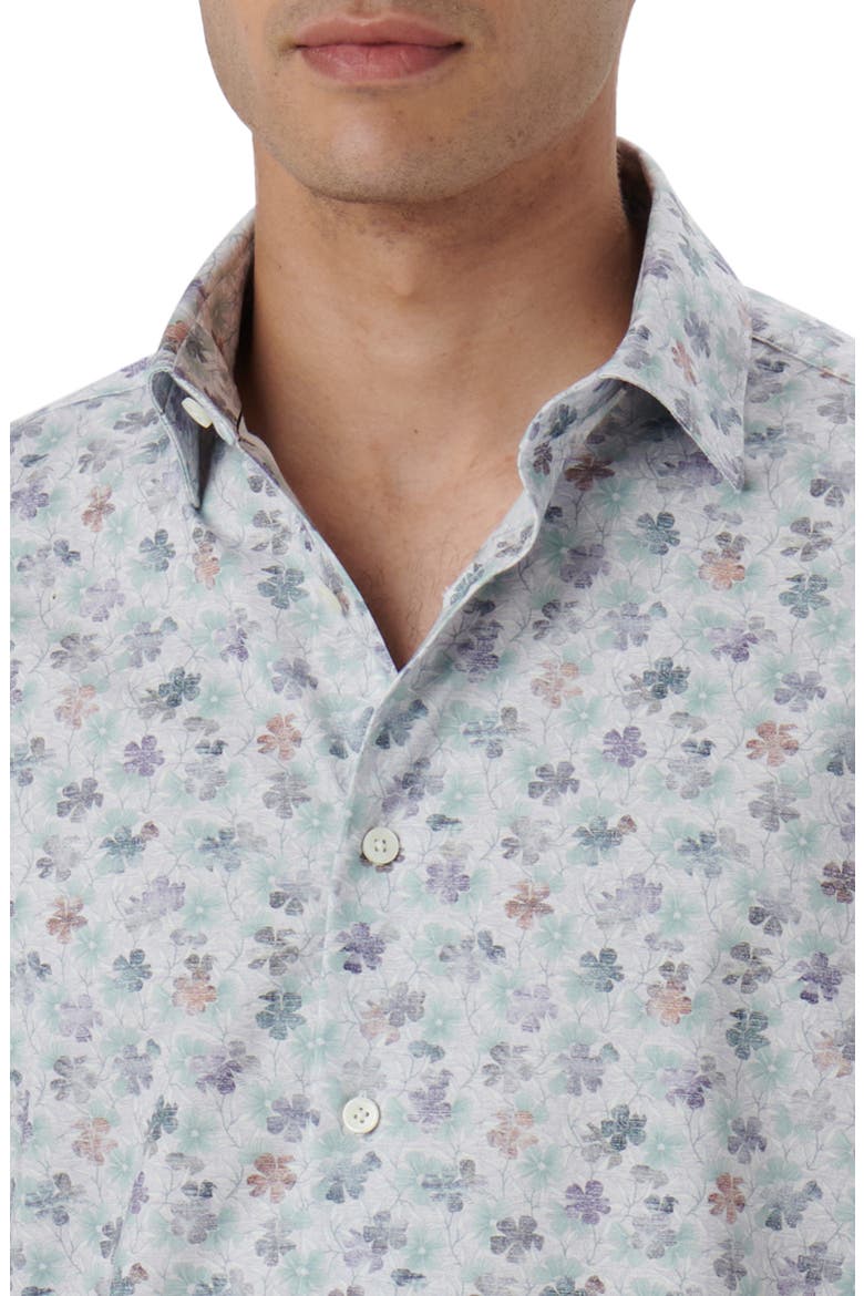 Miles OoohCotton® Floral Short Sleeve Button-Up Shirt, Alternate, color, JADE