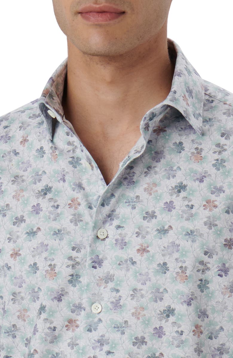 Bugatchi Miles OoohCotton<sup>®</sup> Floral Short Sleeve Button-Up Shirt, Alternate, color,