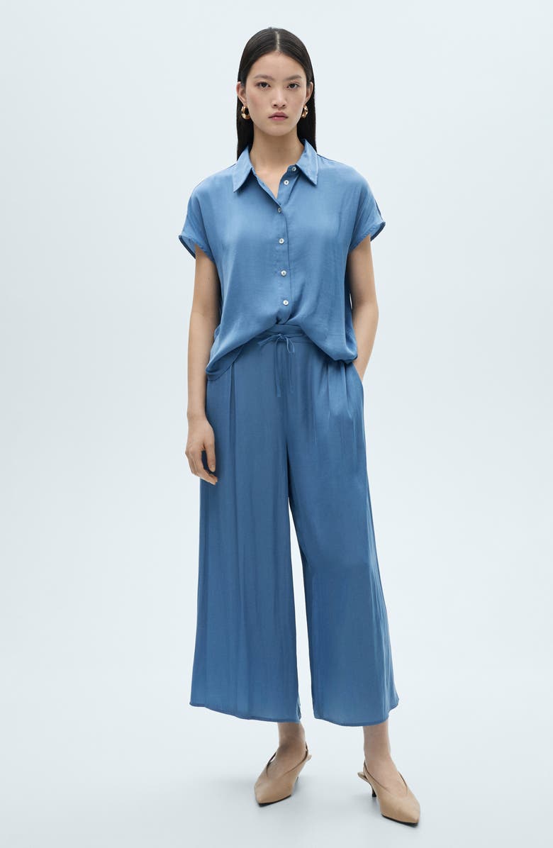 MANGO Flowy Palazzo Ankle Pants, Alternate, color, 