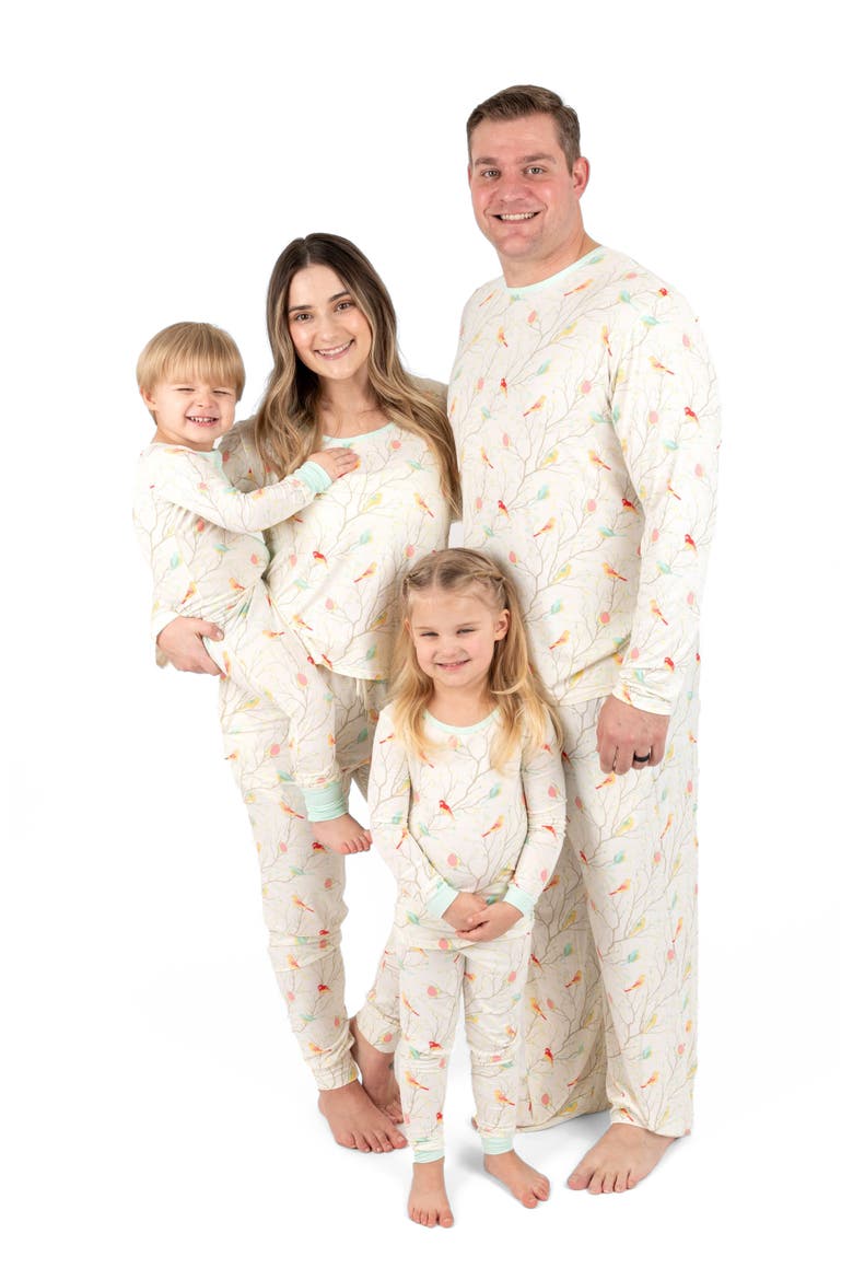 Men's Viscose Matching Family Holiday Pajamas, Reindeer & Polar Bear Prints, Alternate, color, Birds
