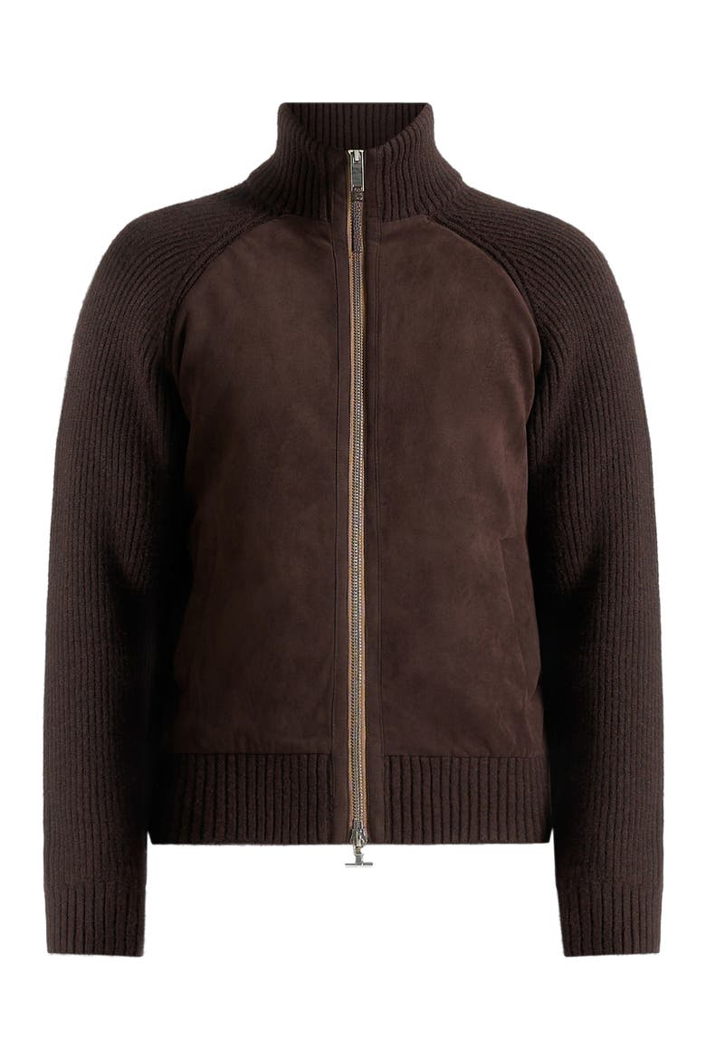 Rami Suede & Knit Jacket, Alternate, color, Brown