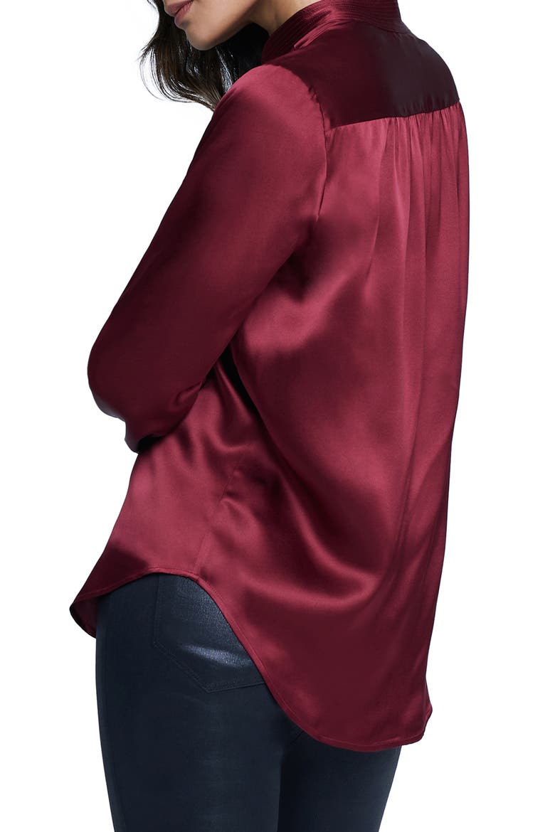 Bianca Silk Satin Blouse, Alternate, color, BLACK CHERRY