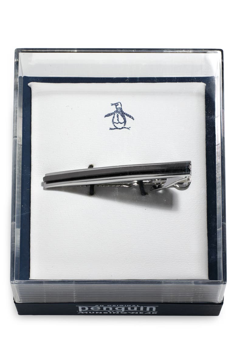 Original Penguin Silver Stripe Tie Bar, Main, color, Silver