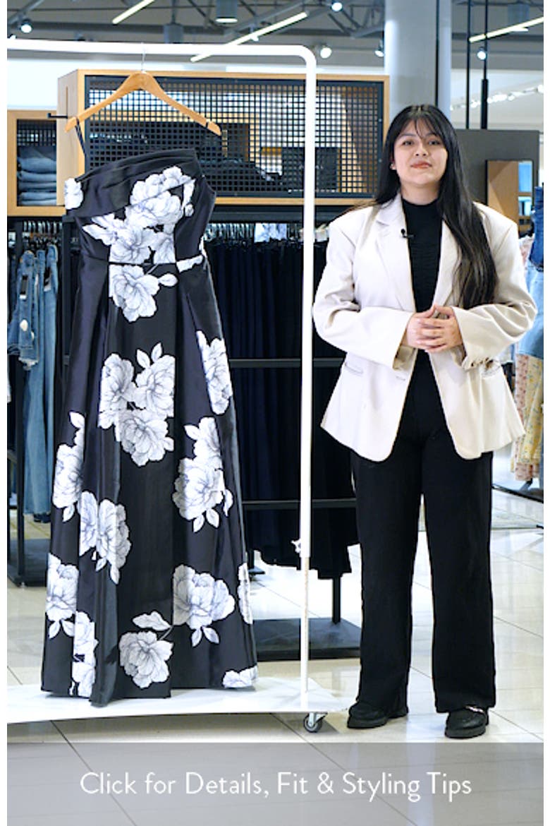 One-Shoulder Floral Print Gown video
