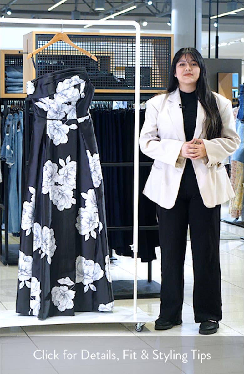 One-Shoulder Floral Print Gown, sales video thumbnail