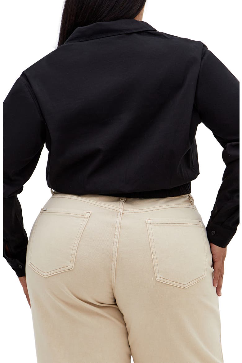 Classic Crop Button-Up Shirt, Alternate, color, BLACK