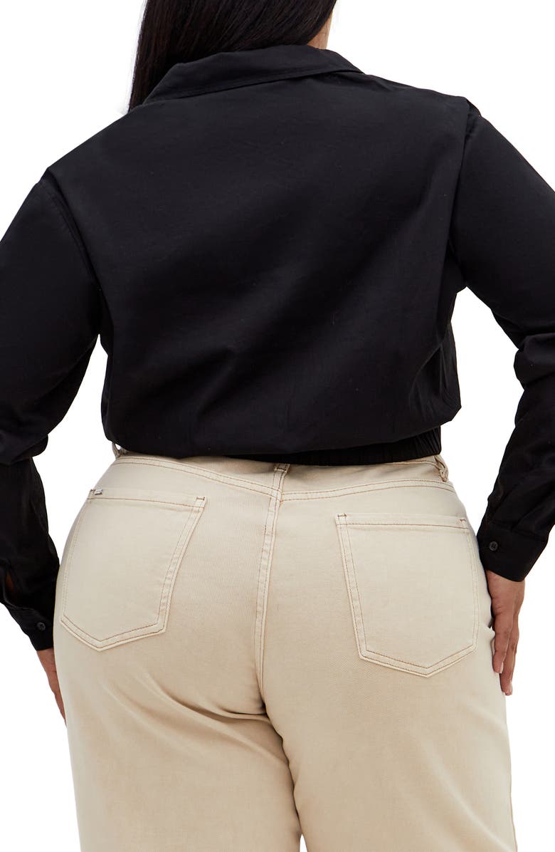 City Chic Classic Crop Button-Up Shirt, Alternate, color, Black