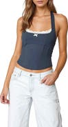 EDIKTED Peekaboo Lace Halter Corset Top