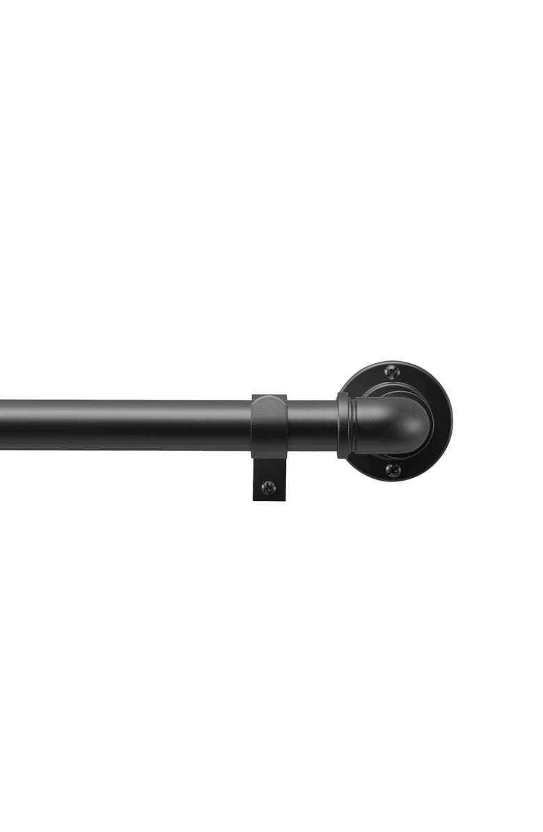 DKNY Wade Adjustable Curtain Rod & Finial Set, Main, color, Black