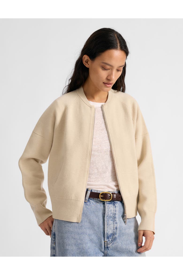 Knitted Bomber Jacket, Main, color, Cream