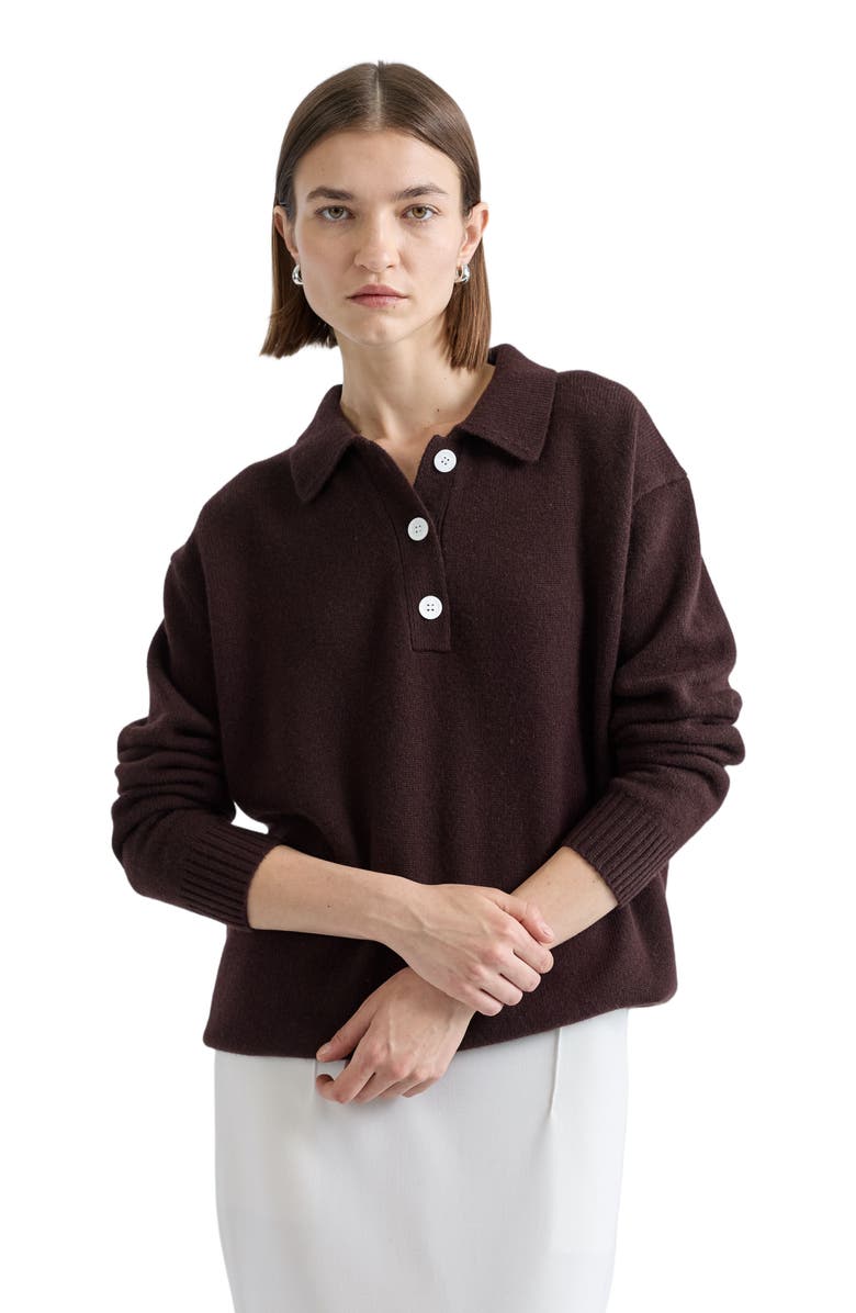 Almina Concept Polo Wool Sweater, Alternate, color, Dark Brown