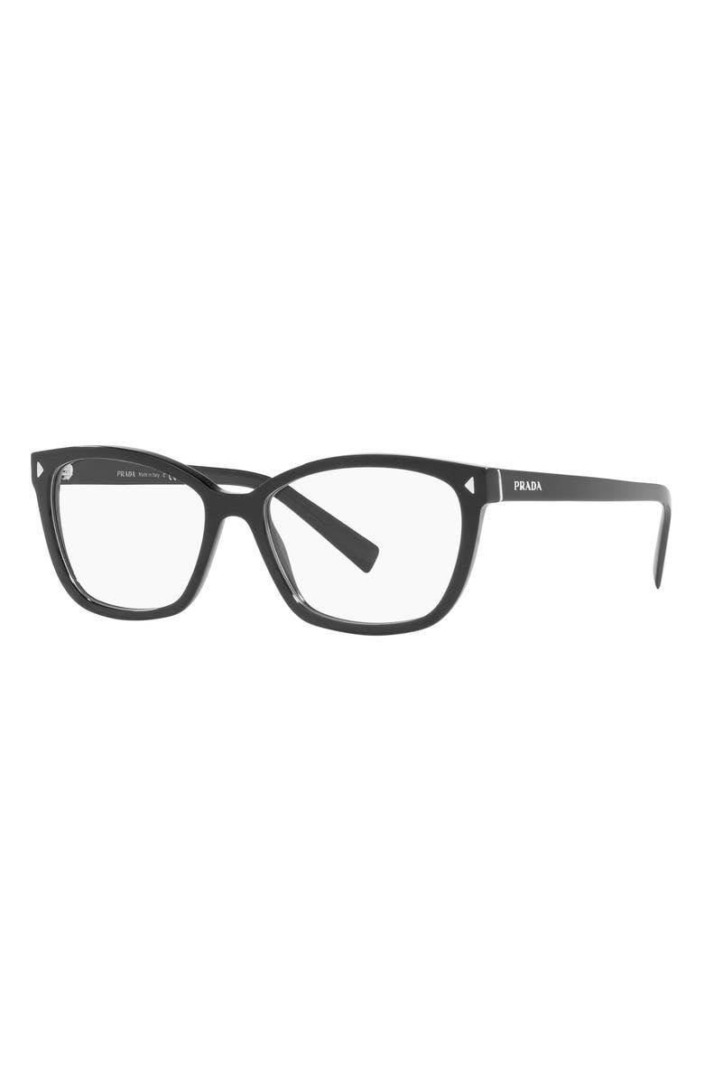 Prada 57mm Rectangular Optical Glasses, Alternate, color,