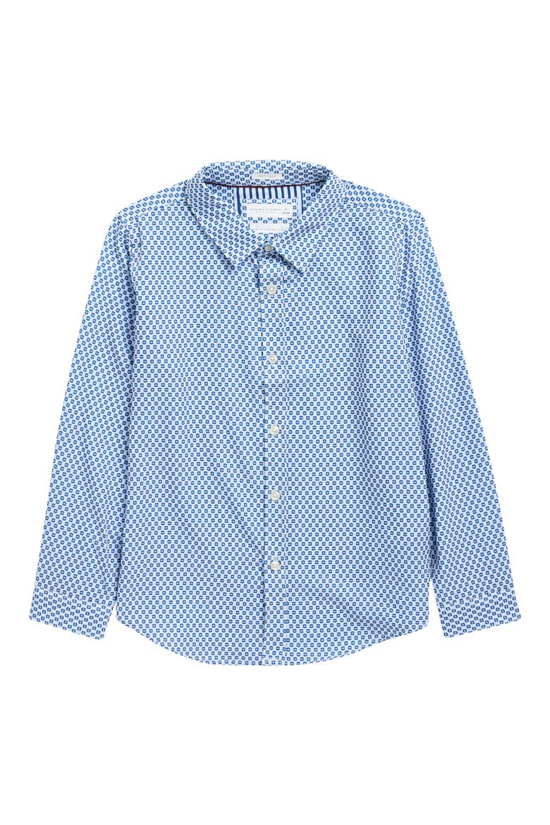 Kids' Floral Long Sleeve Button-Up Shirt, Main, color, WHITE