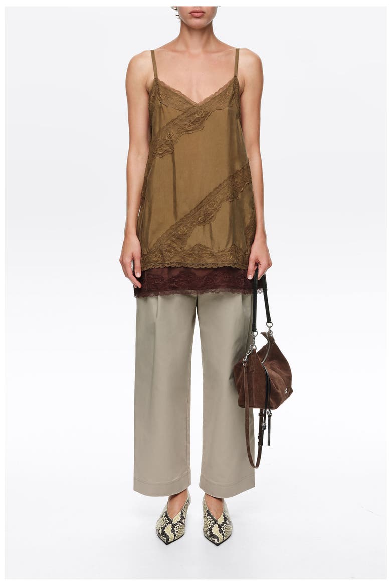Lace Trim Slip Top, Alternate, color, KHAKI
