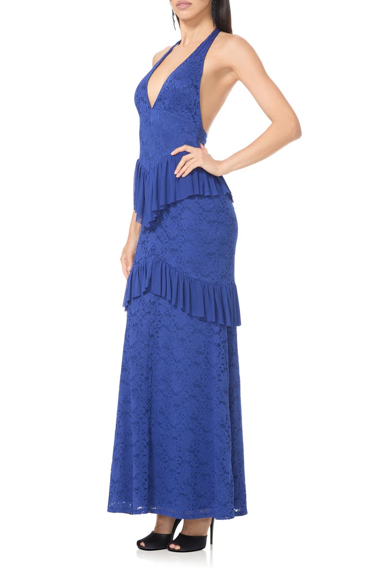 Athens Silken Lace Halter Maxi Dress, Alternate, color, LAPIS