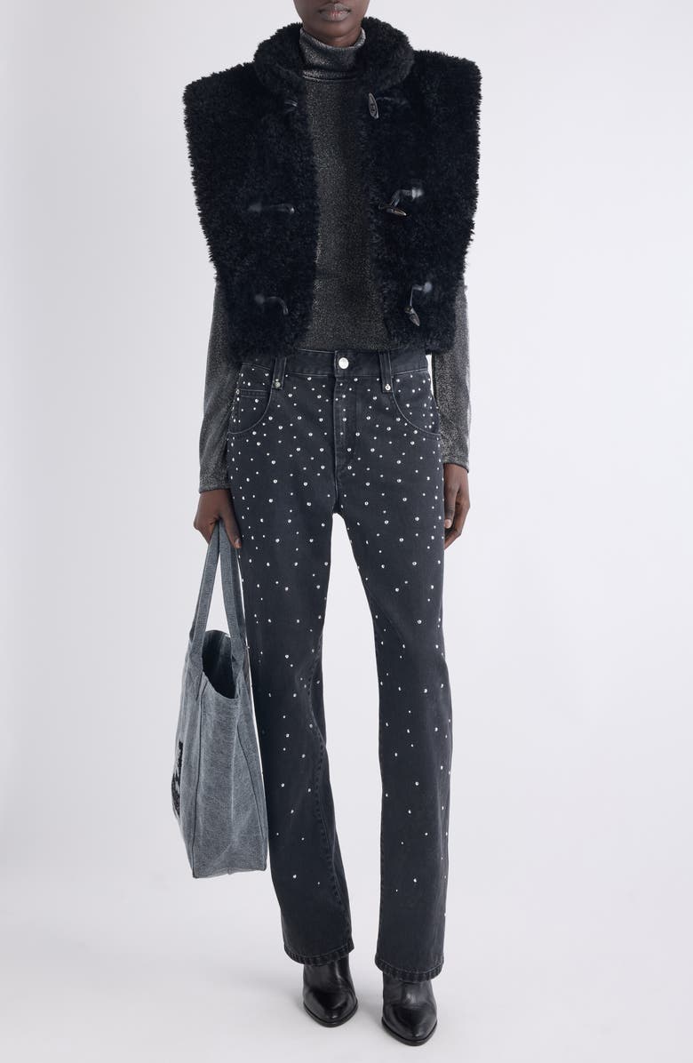 Isabel Marant Étoile Brinsa Stud Straight Leg Jeans, Alternate, color, Black