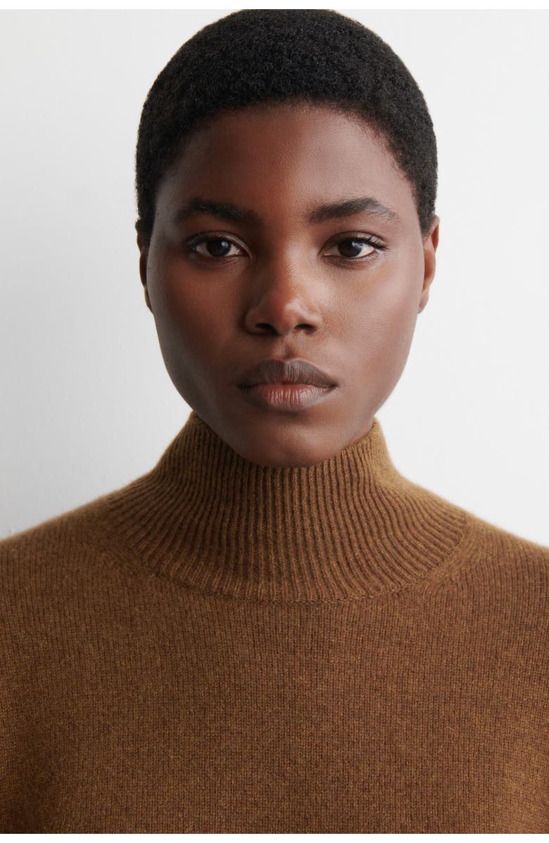 COS Cashmere Mock-Neck Sweater, Alternate, color, Brown Mélange