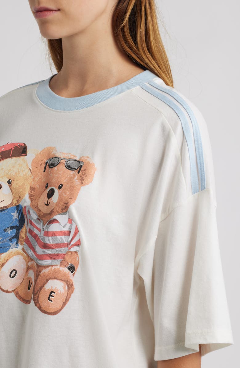 Vinyl Icons Teddy Pair Graphic Ringer T-Shirt, Alternate, color, Marshmallow