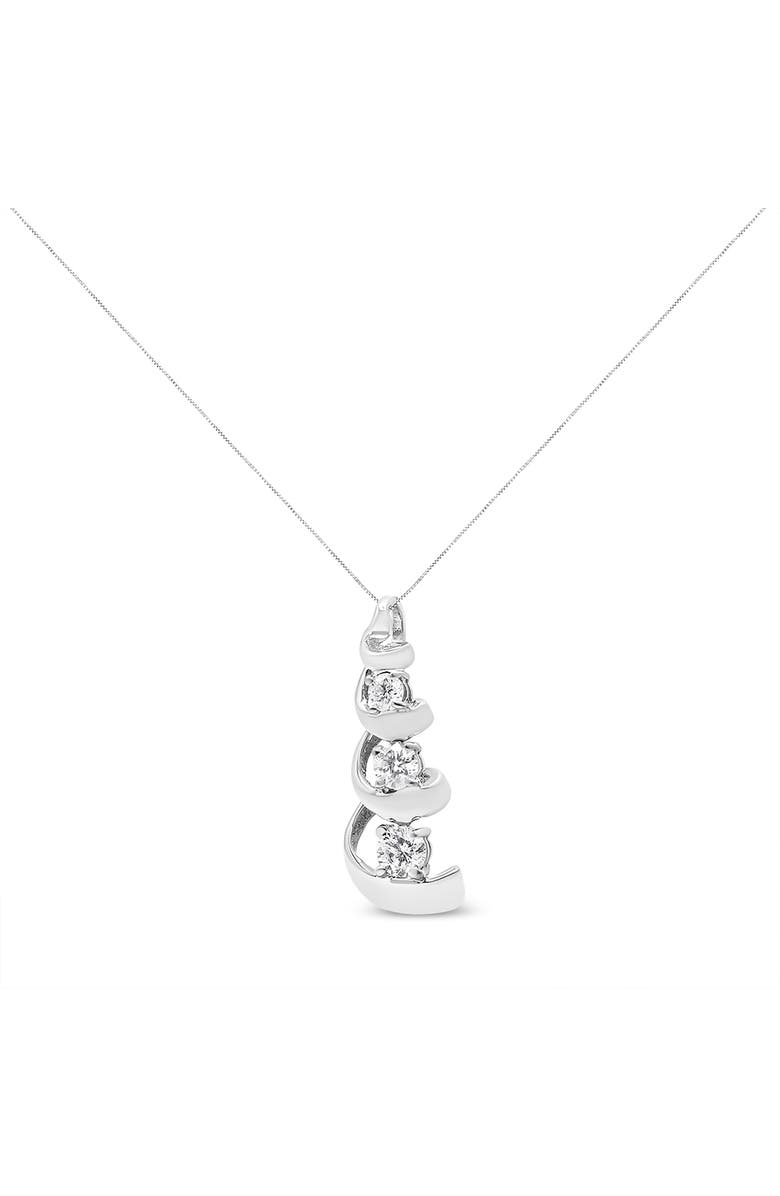 Haus of Brilliance Silver 1/4 cttw Diamond Swirl Shape Pendant Necklace, Alternate, color, White