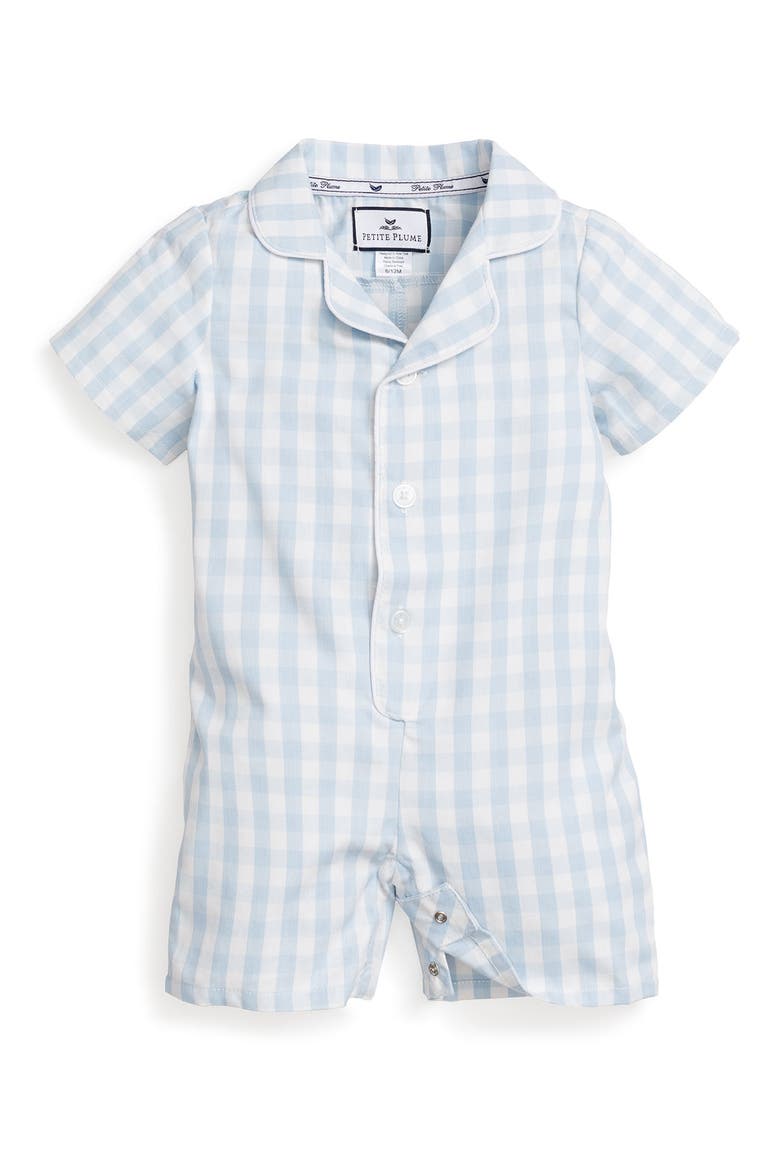 Gingham Summer Romper, Main, color, BLUE