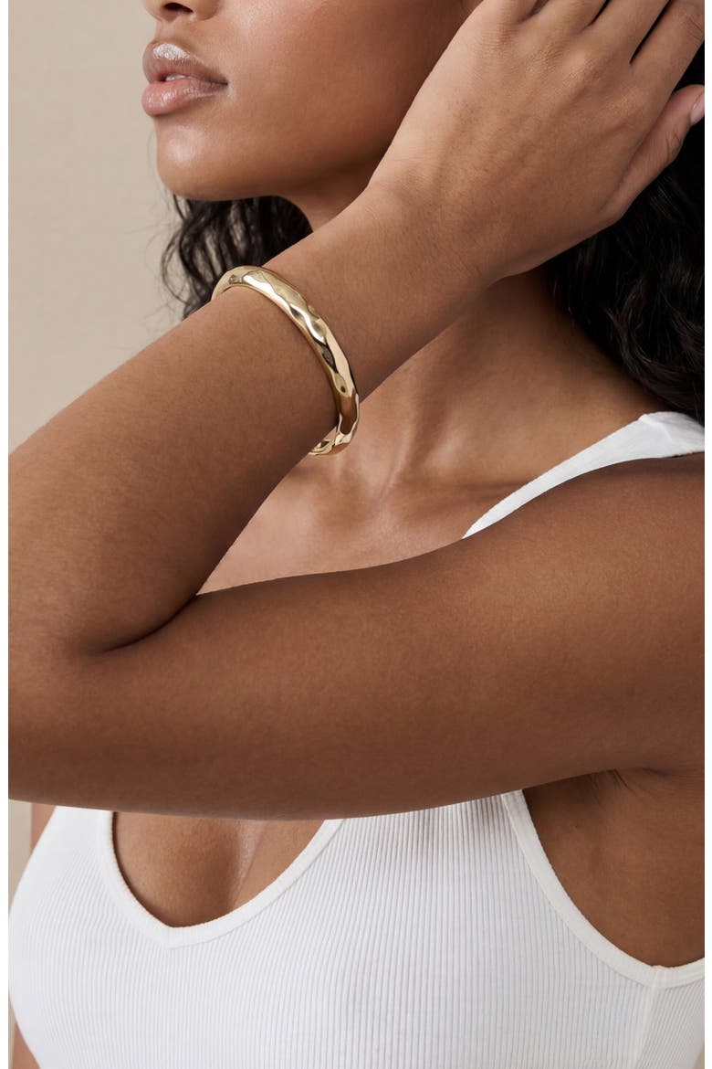 Hammered Cuff Bracelet, Alternate, color, GOLD