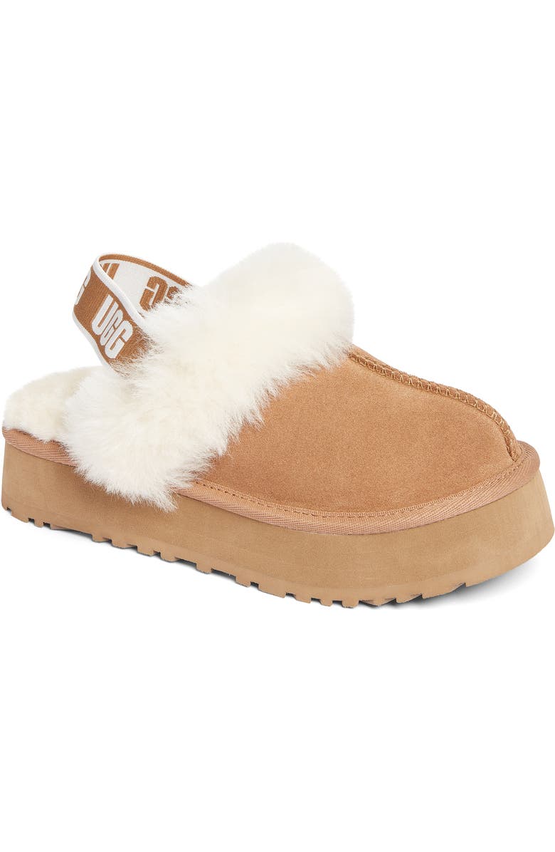 UGG<sup>®</sup> Kids' Funkette Genuine Shearling Slipper, Main, color, Chestnut