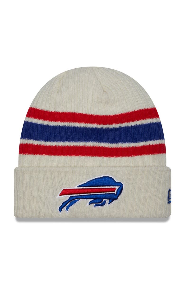 New Era Men's New Era Cream Buffalo Bills Team Stripe Cuffed Knit Hat, Main, color, 