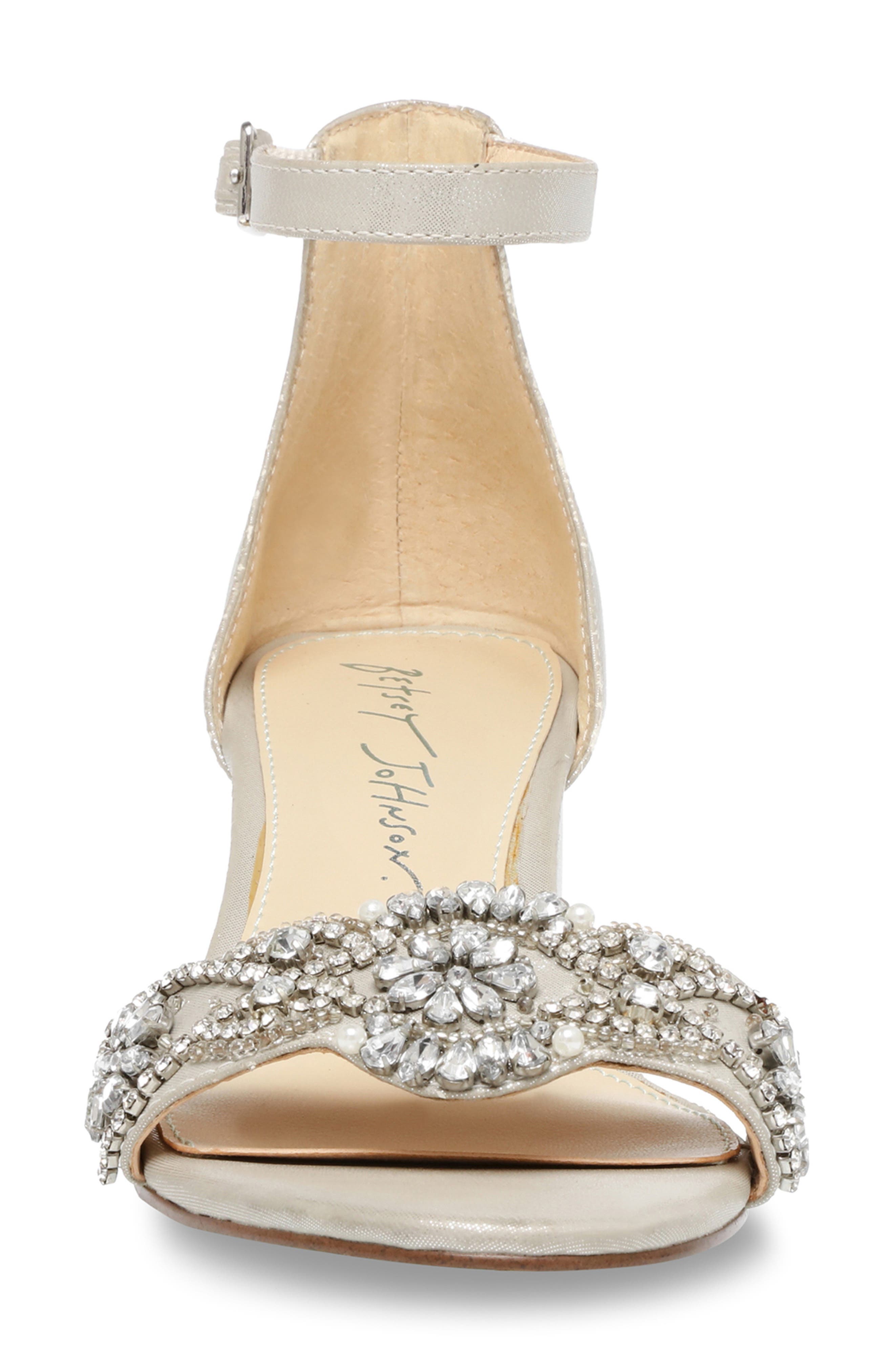 Betsey Johnson Crystal Embellished Block Heel Sandal, Alternate, color, 