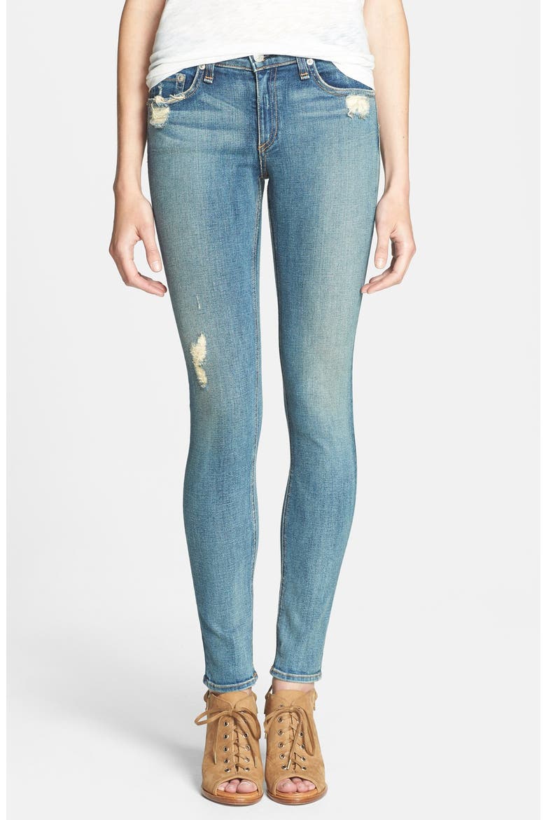 rag & bone/JEAN Stretch Skinny Jeans, Main, color, DESTROYED
