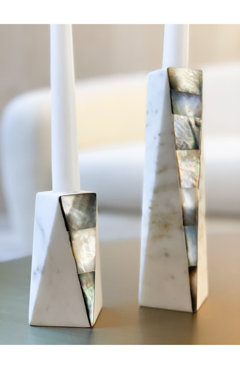 Anaya Marble Grey Pearl Candle Holders, Alternate, color, 