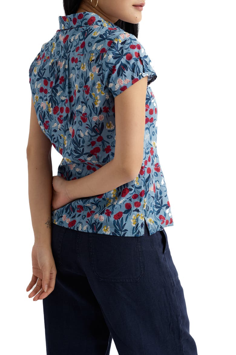 Rushmaker Floral Organic Cotton Voile Button-Up Shirt, Alternate, color, SPRING STEMS SEASCAPE MIX