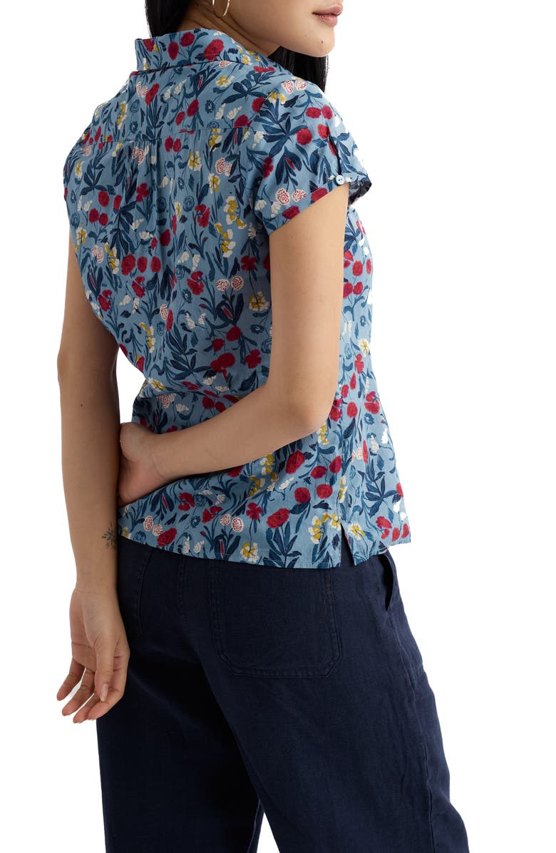 Seasalt Cornwall Rushmaker Floral Organic Cotton Voile Button-Up Shirt, Alternate, color, Spring Stems Seascape Mix