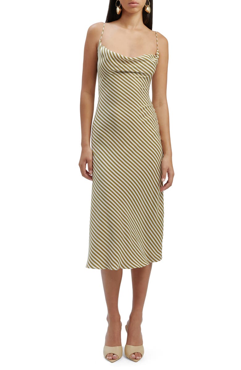 Bardot Olympia Stripe Slipdress, Main, color, Green Stripe