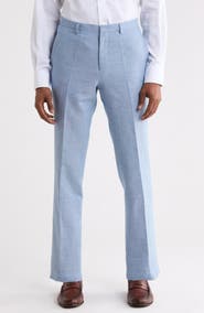 HUGO Hesten Flat Front Cotton & Linen Trousers