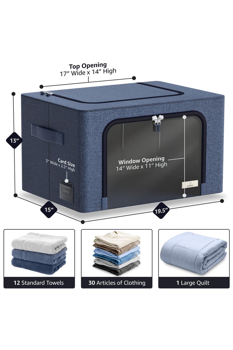 6-Pack Medium Foldable Storage Bins, Alternate, color, BLUE