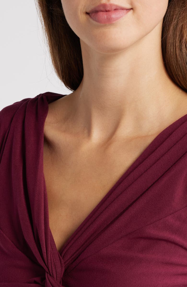 Loveappella Twist Detail Stretch Detail Top, Alternate, color, Burgundy