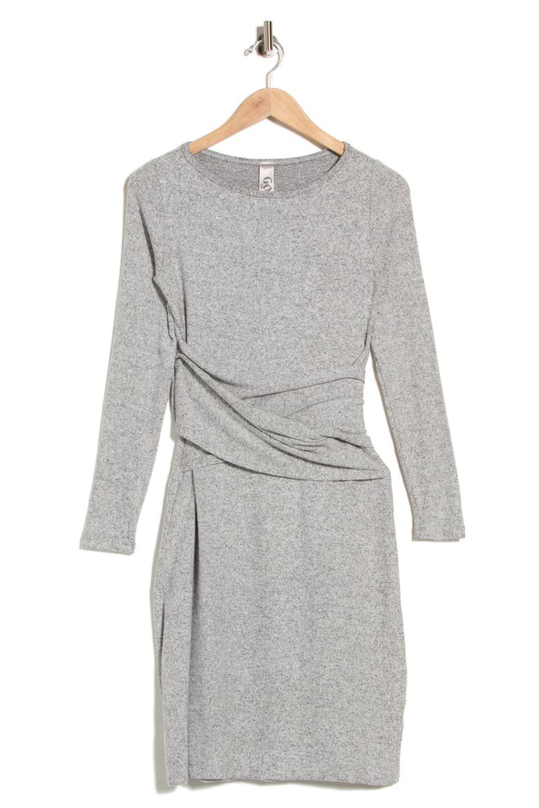 Long Sleeve Wrap Style Dress, Main, color, TWO TONE BLACK