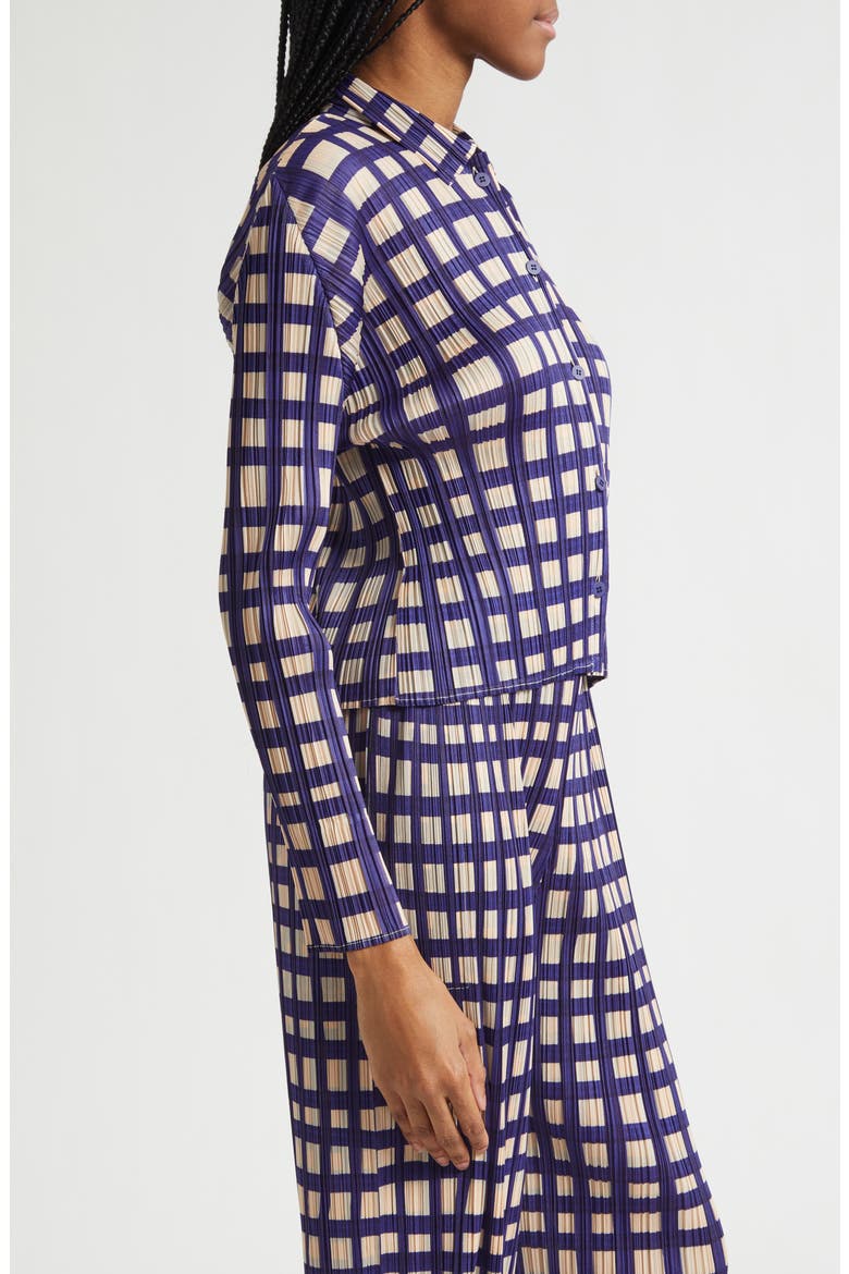 Basket Print Pleated Cardigan, Alternate, color, NAVY