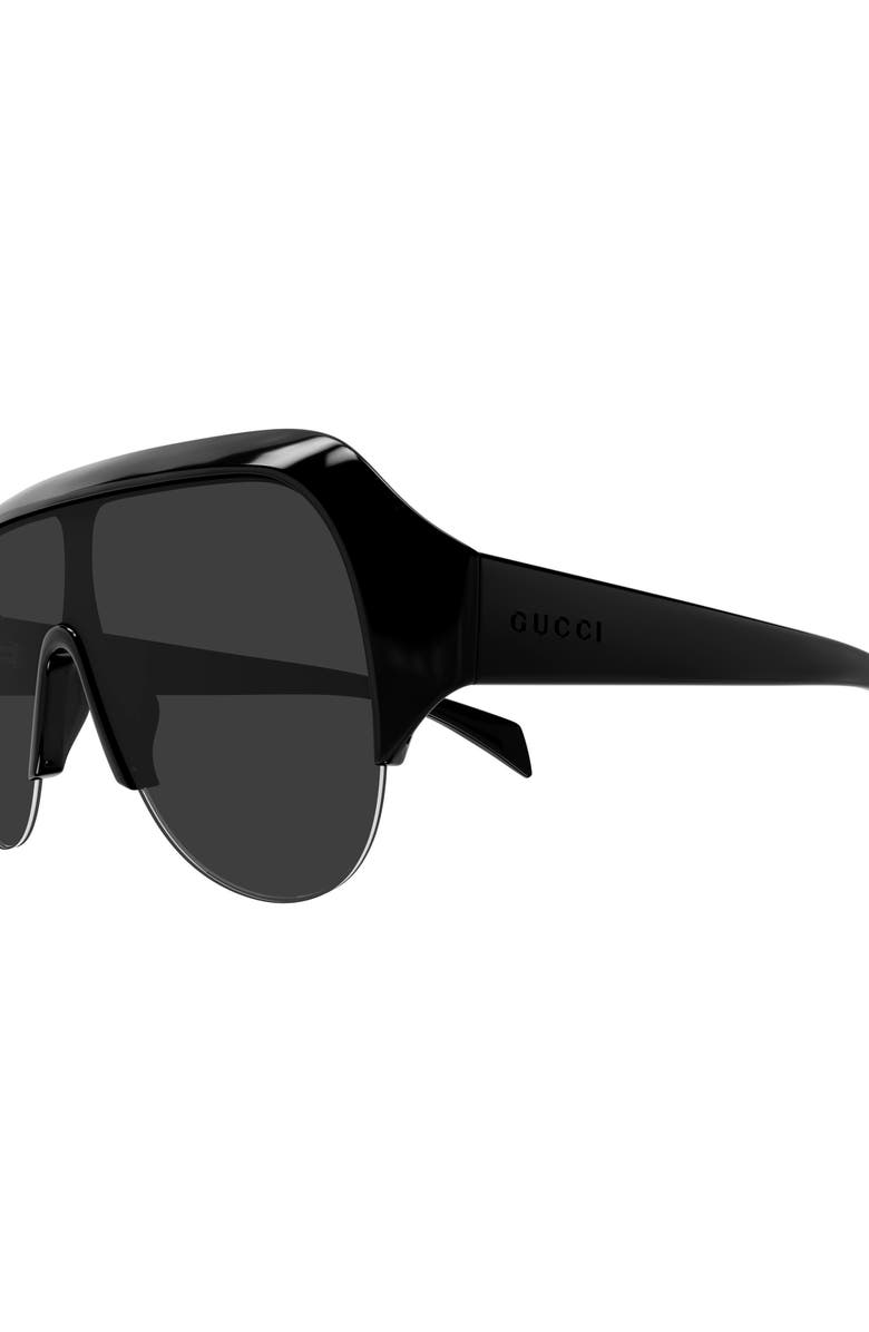 Gucci 99mm Oversize Shield Sunglasses, Alternate, color, Black
