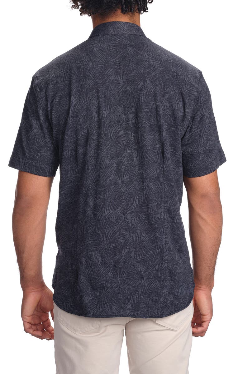 STUDIO GARNET LOS ANGELES Palm Print Short Sleeve Cotton Button-Up Shirt, Alternate, color, Navy