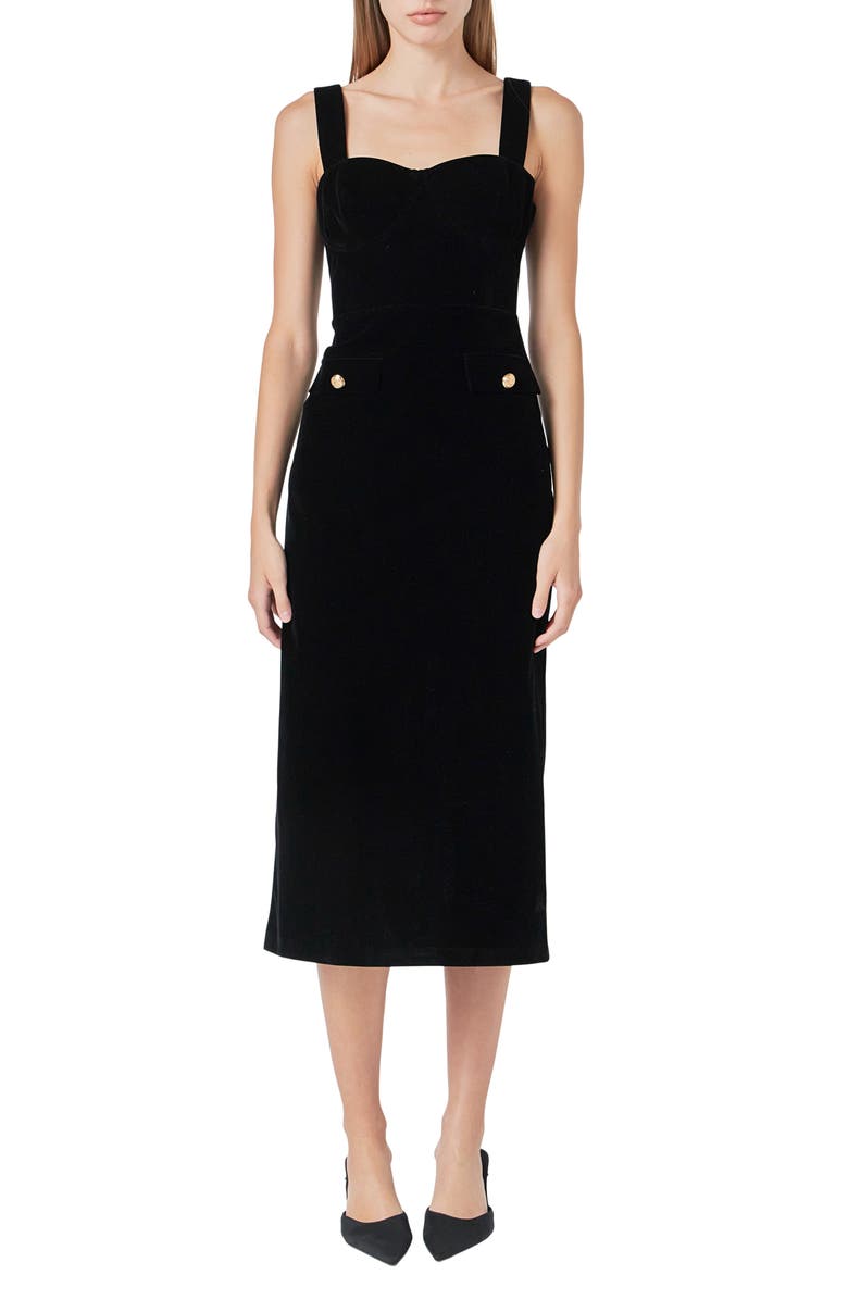 Endless Rose Open Back Velvet Midi Dress, Main, color, 
