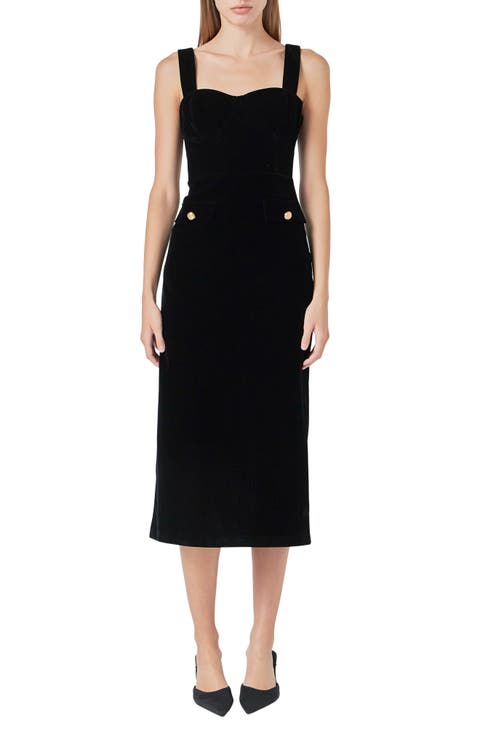 Open Back Velvet Midi Dress