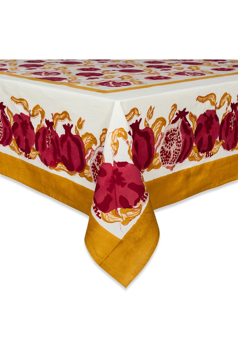 Pomegranate Tablecloth, Main, color, Yellow/Red 71" x 142"