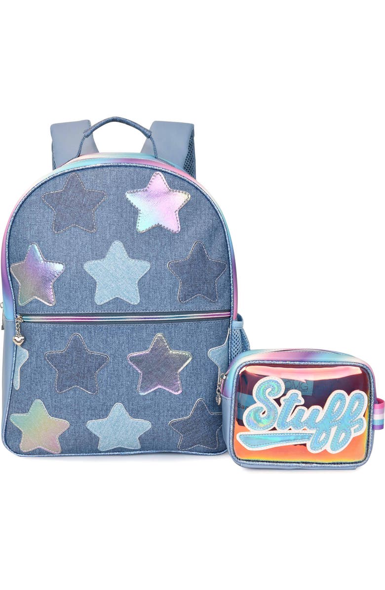 OMG Accessories Kids' Star Denim Backpack & Stuff Pouch Set, Main, color,