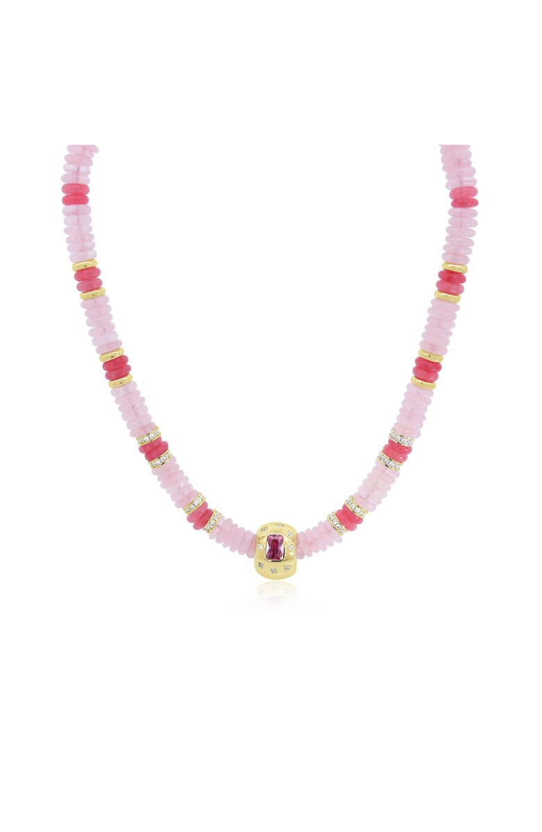The Lovery Fine Jewelry Pink Bead Rondel Necklace, Main, color, Pink