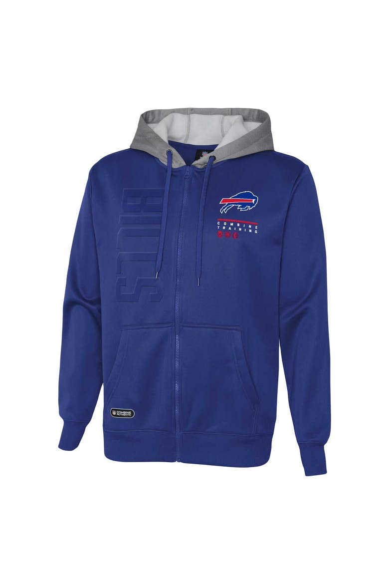 Men's Royal Buffalo Bills Combine Authentic Field Play Full-Zip Hoodie Sweatshirt, Alternate, color, Royal