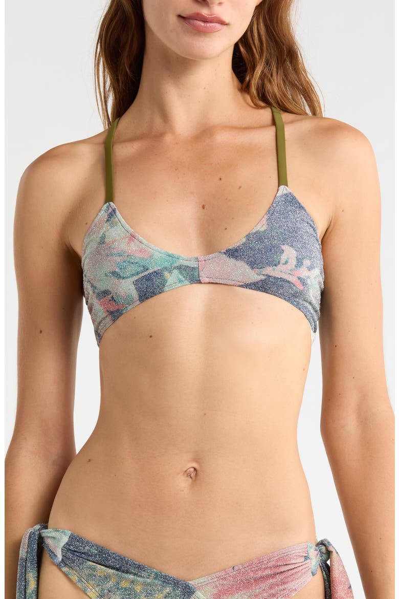 Misty Metallic Bikini Top, Main, color, FLOWER RIOT